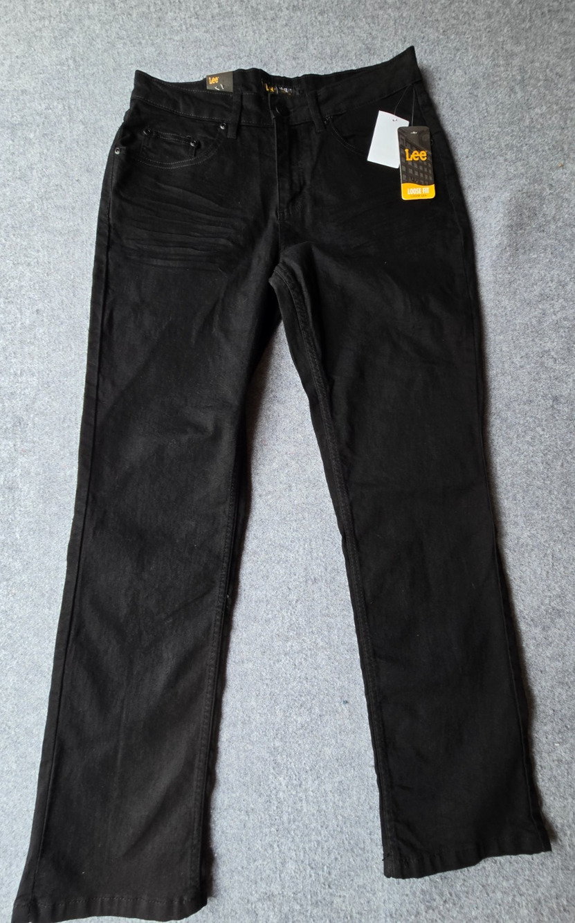 New Lee Women's Jeans Loose Fit Stretch Black Size 16